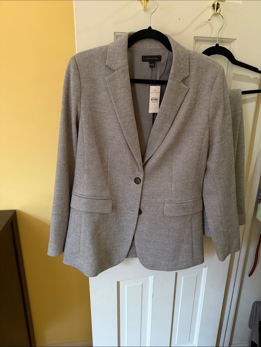 Ann Taylor Light Gray Structured Tailored Blazer